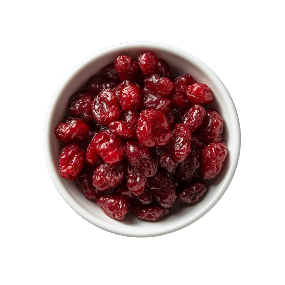 Bulk dried cranberries in a bowl