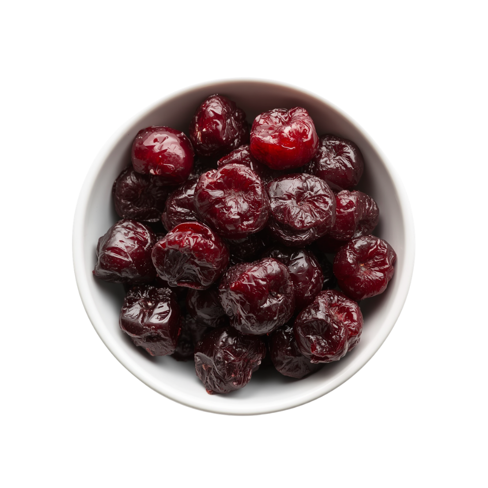 Bulk dried sour cherries in a bowl